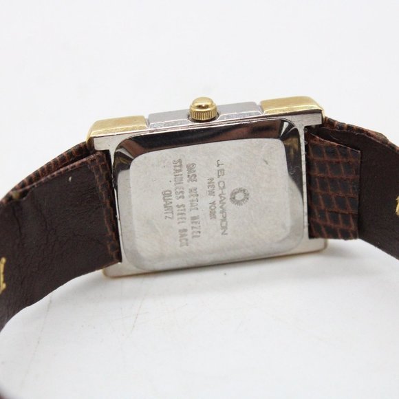 J.B Champion Watch Womens Gold Tone Stainless Steel Classic Brown Leather Band - Picture 8 of 8
